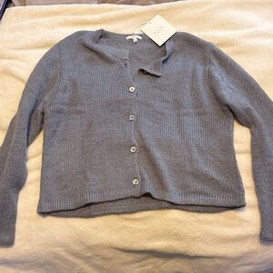 Elegant Gray Women's Cardigan Sweater